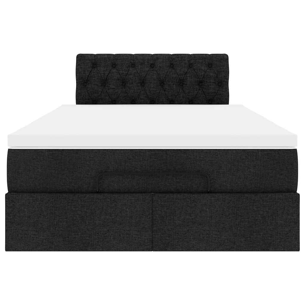 Otomanski krevet madracem i LED crna 120x190 cm tkanina
