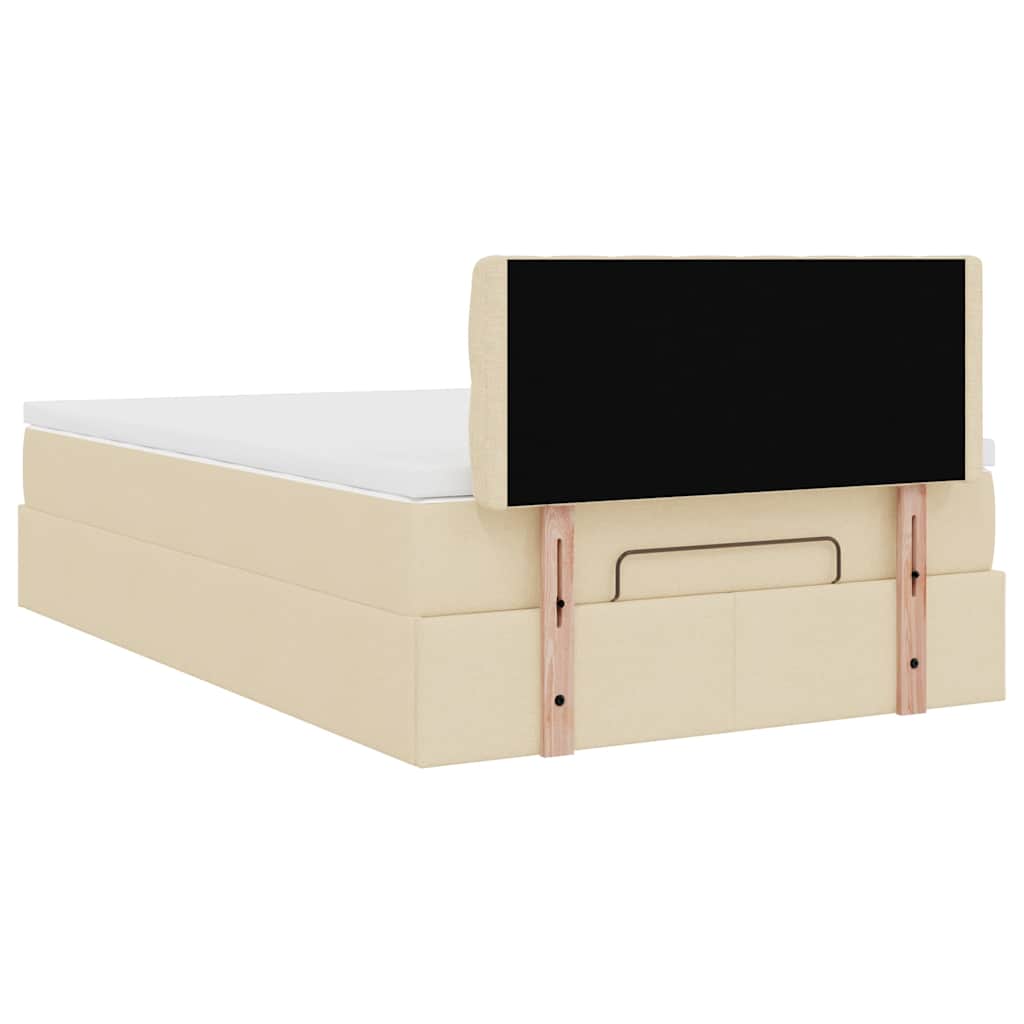 Otomanski krevet madracem i LED krem 120x190 cm tkanina