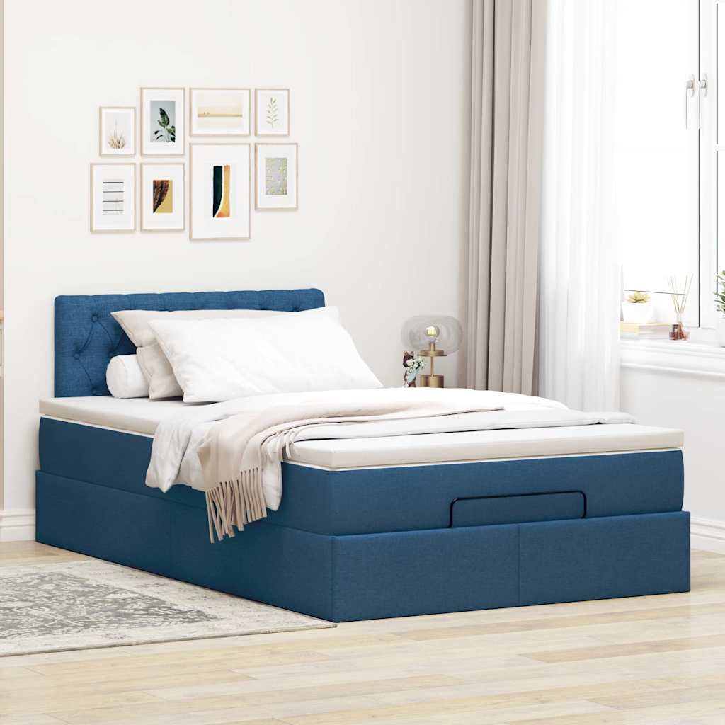 Otomanski krevet madracem i LED plava 120x190 cm tkanina