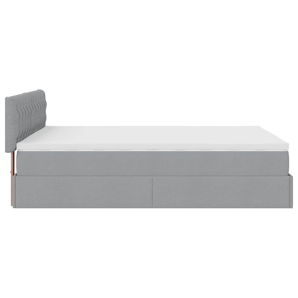 Otomanski krevet s madracem&LED svijetlosivi 140x190 cm tkanine