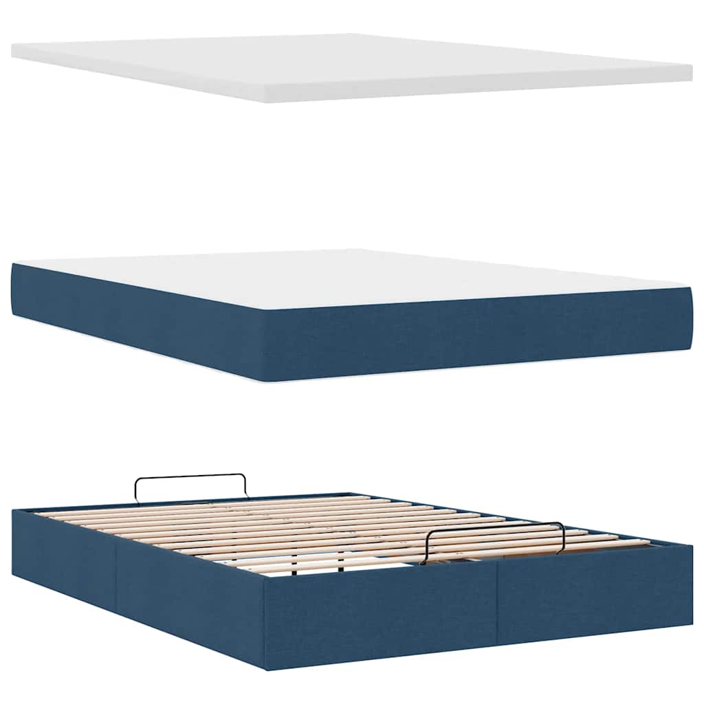 Otomanski krevet s madracem i LED plavi 140x190 cm tkanine