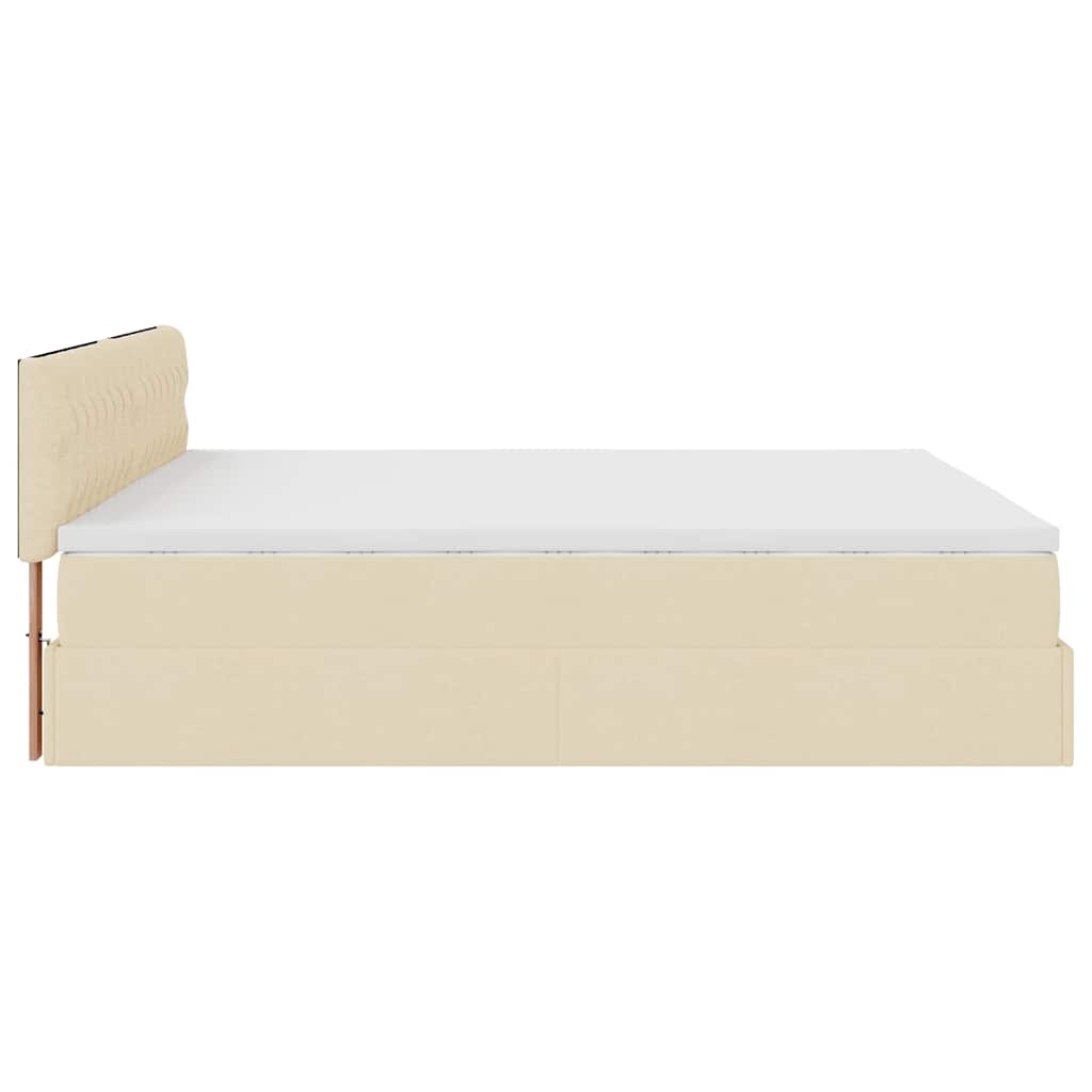 Otomanski krevet s madracem i LED krem 160x200cm tkanine