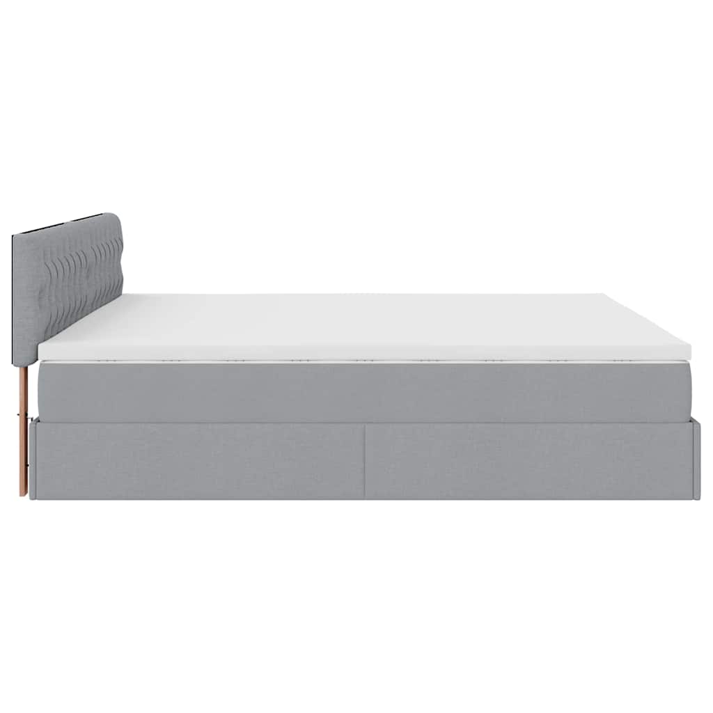 Otomanski krevet s madracem&LED svijetlosivi 180x200cm tkanine
