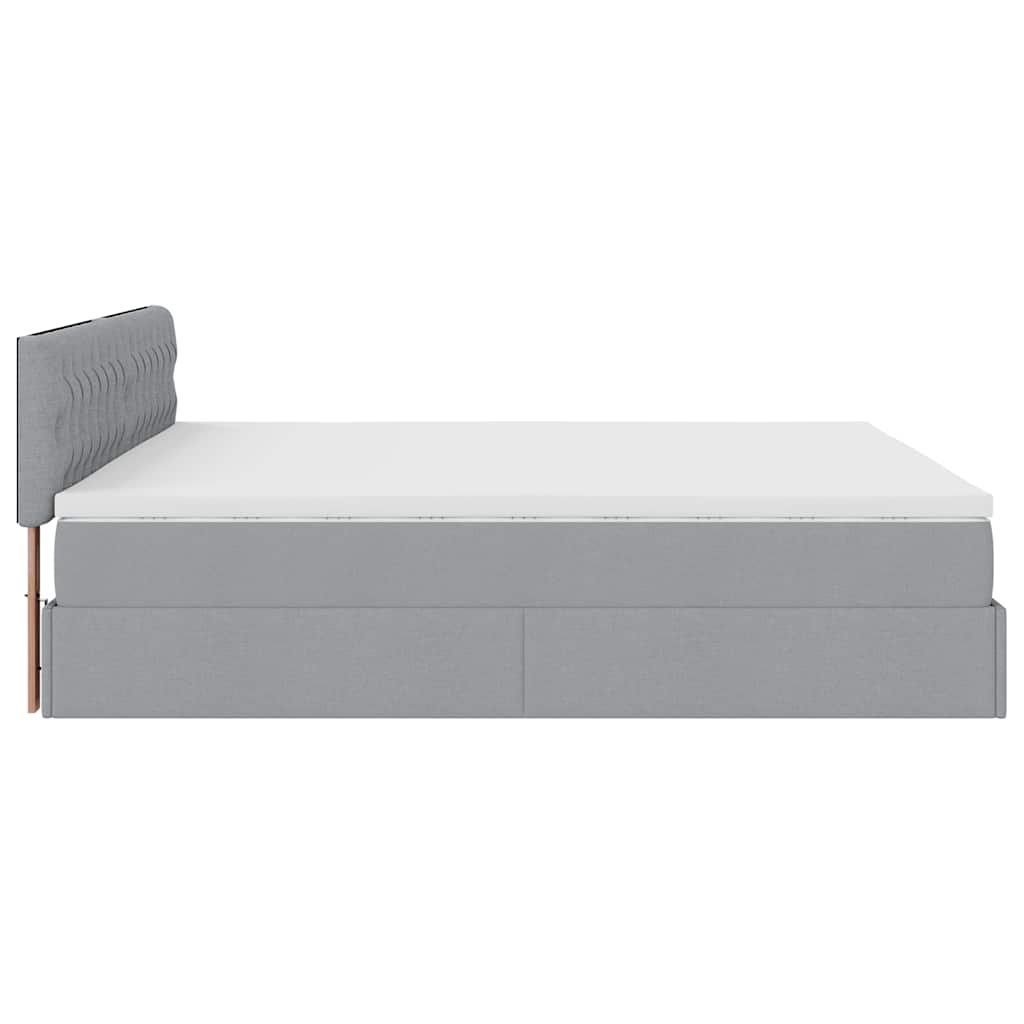Okvir kreveta s madracima svijetlosivi 200x200cm od tkanine