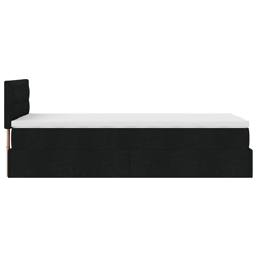 Otomanski krevet s madracem i LED crna 80x200cm tkanina