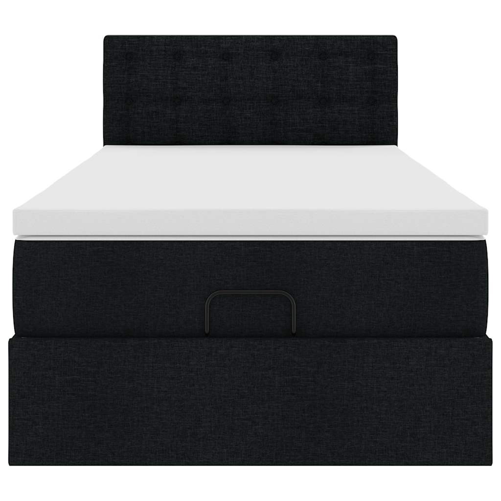 Otomanski okvir kreveta s madraca crni 90x190cm od tkanine