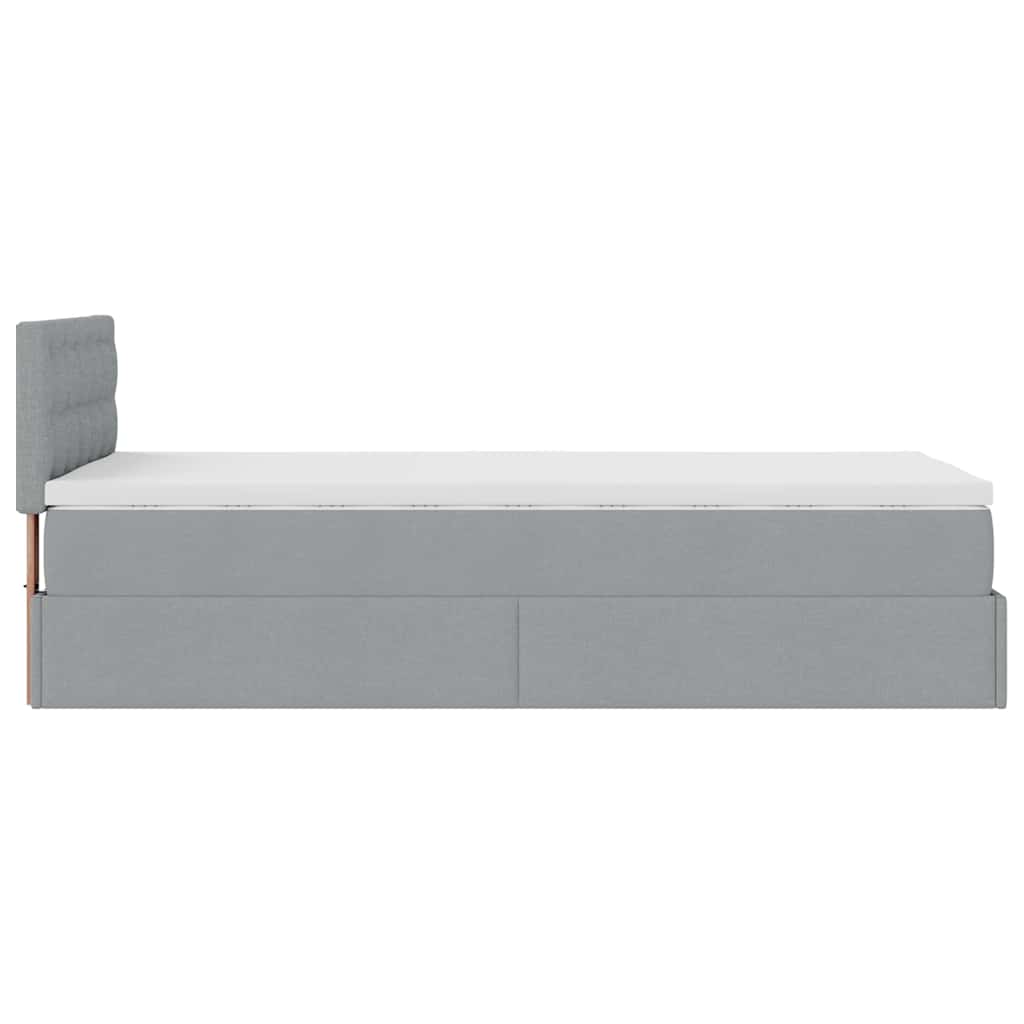 Otomanski krevet s madracem&LED svijetlosivi 90x200 cm tkanine
