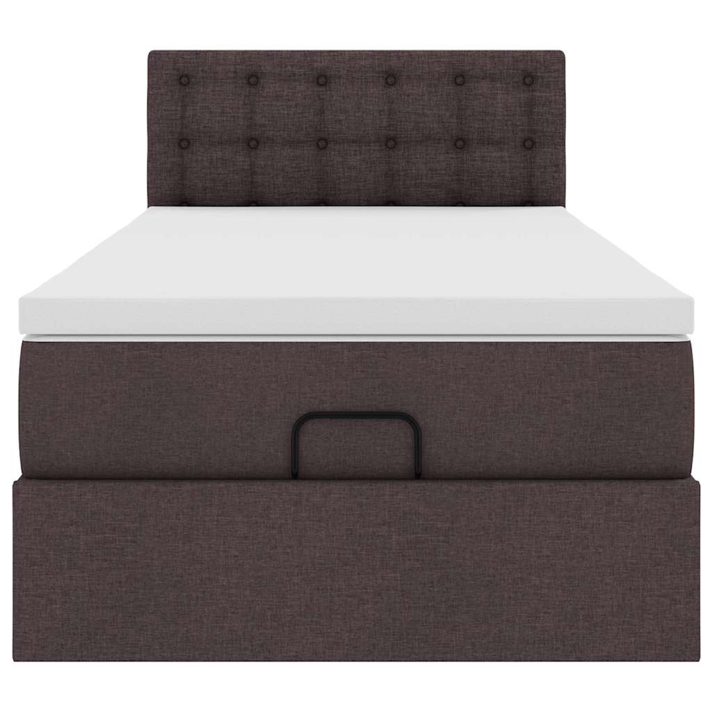 Otomanski krevet s madracem i LED tamnosmeđi 90x200 cm tkanine