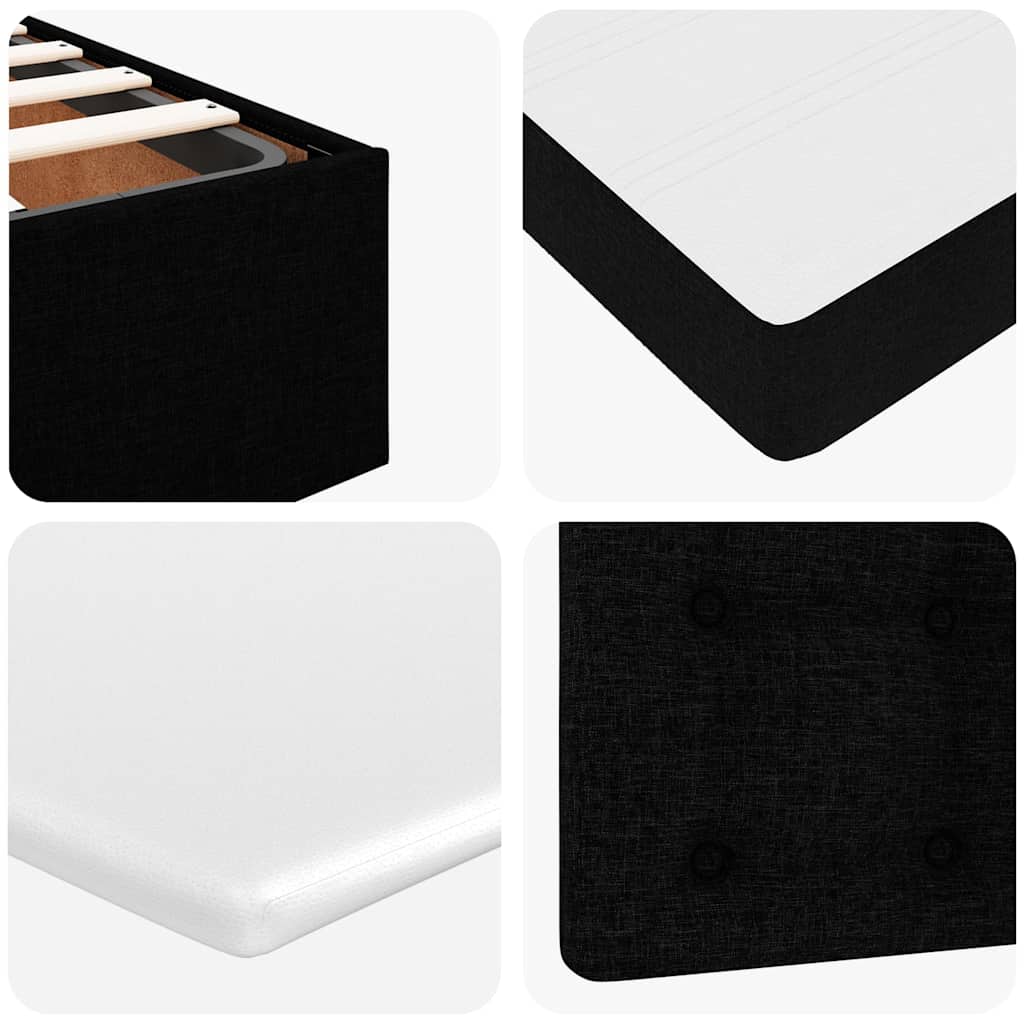 Otomanski krevet s madracem crni 100x200 cm tkanine