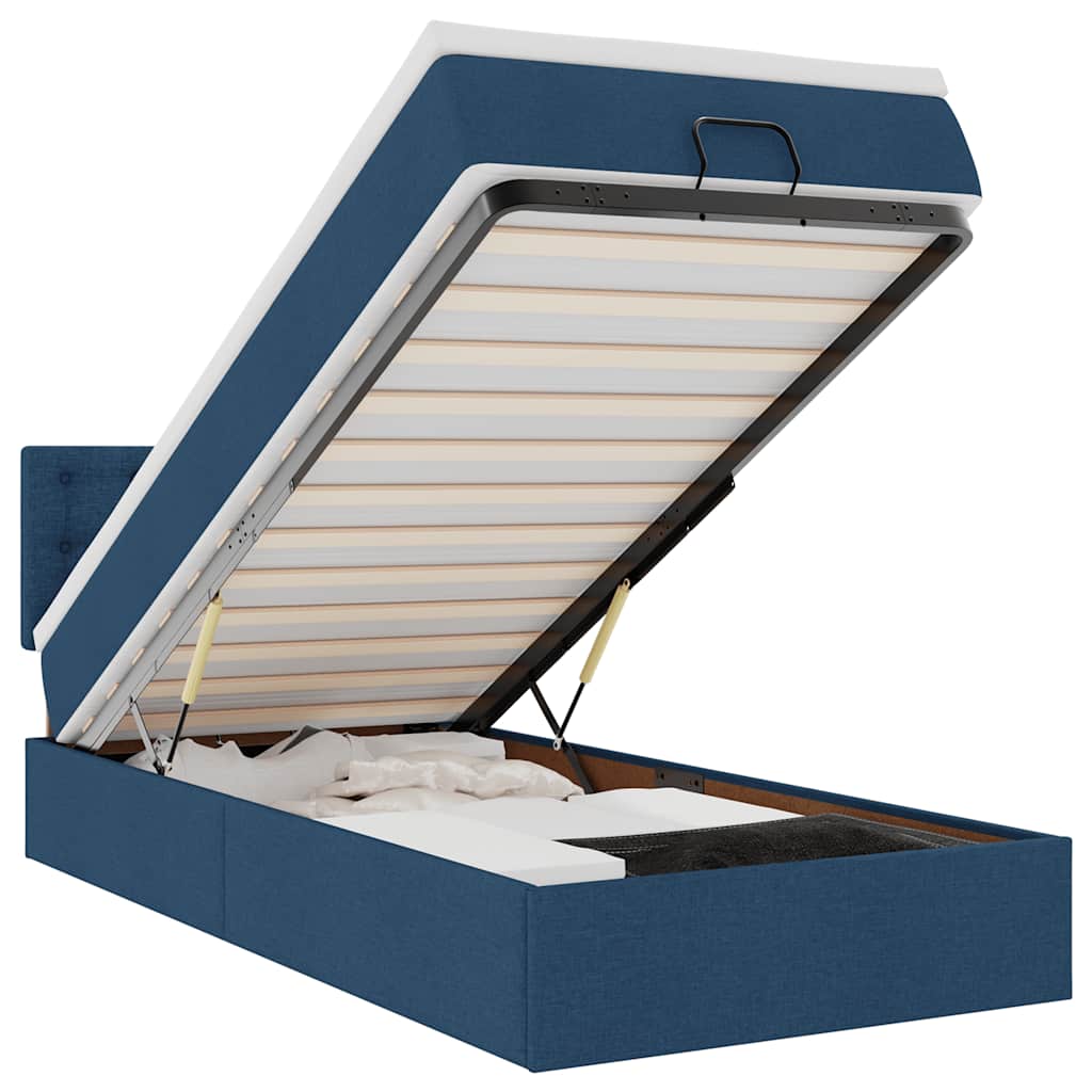 Otomanski krevet s madracem i LED plavi 100x200 cm tkanine