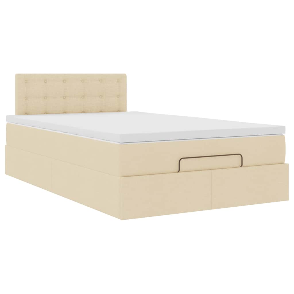 Otomanski krevet madracem i LED krem 120x190 cm tkanina