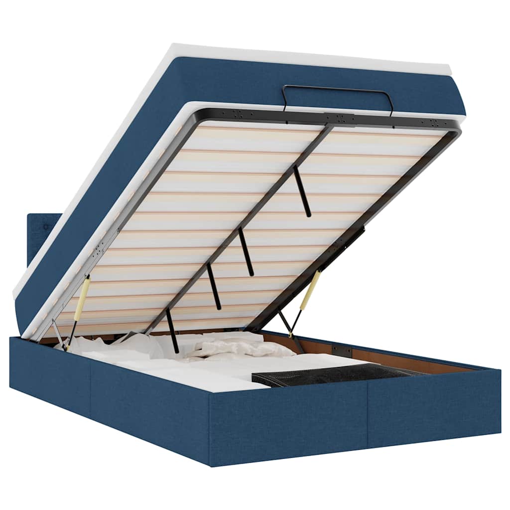 Otomanski krevet madracem i LED plava 120x190 cm tkanina