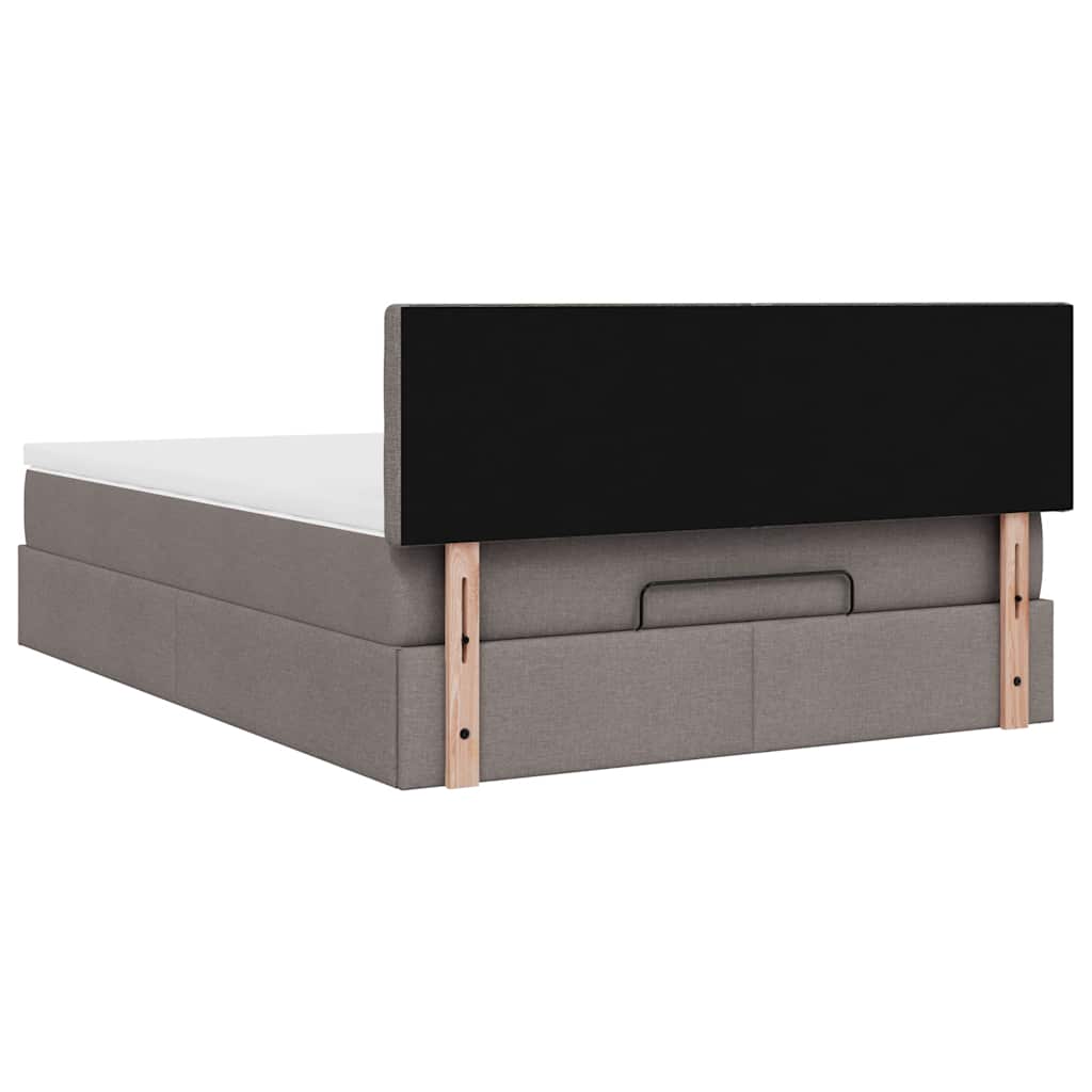 Otomanski krevet s madracem i LED smeđesivi 140x200 cm tkanine