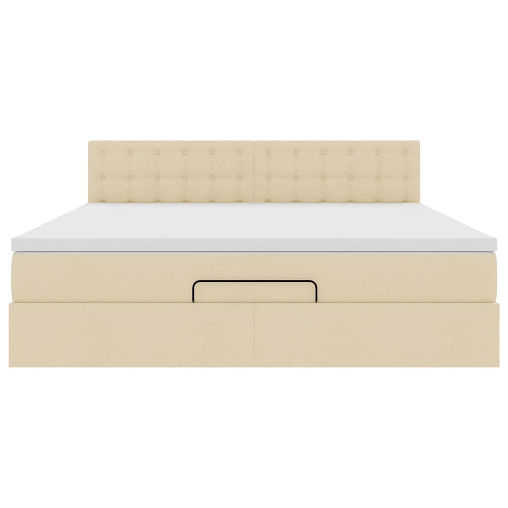 Otomanski krevet s madracem i LED krem 160x200cm tkanine