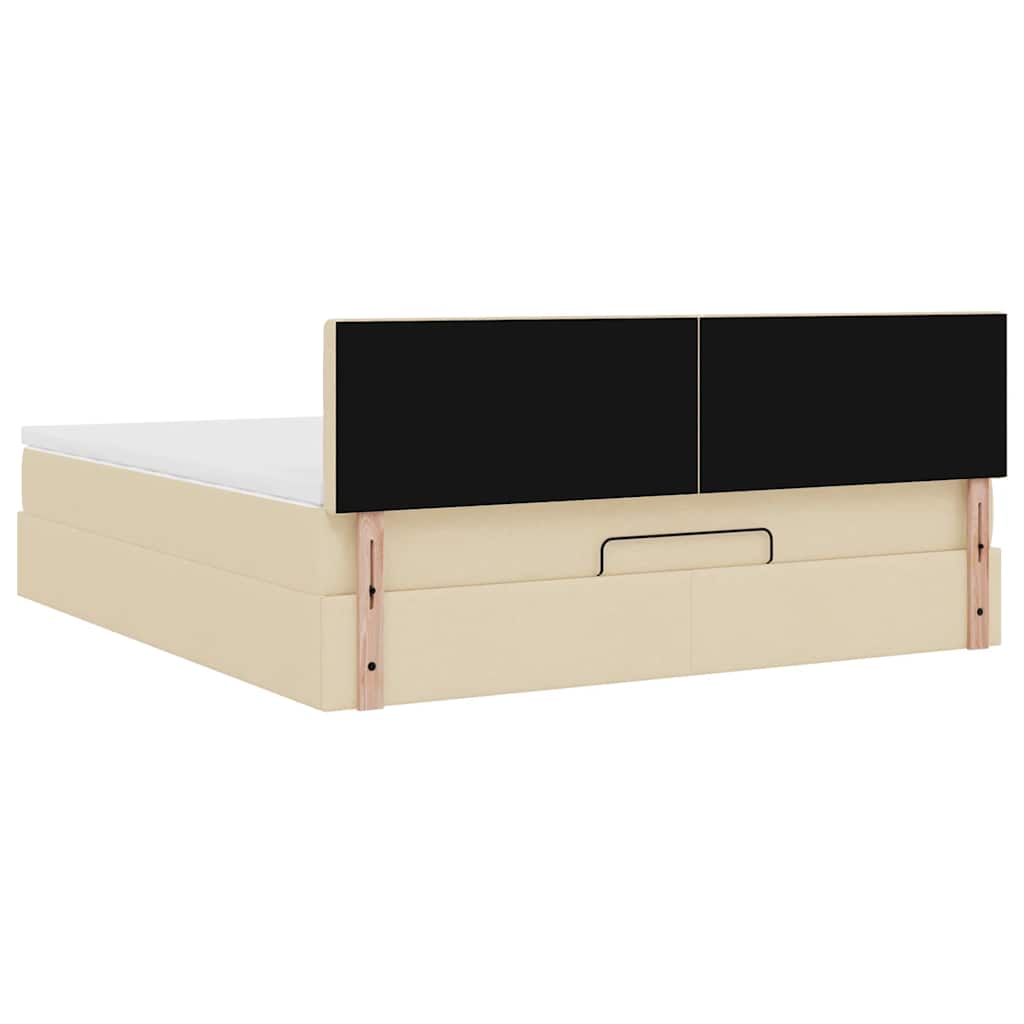 Otomanski krevet s madracem i LED krem 160x200cm tkanine