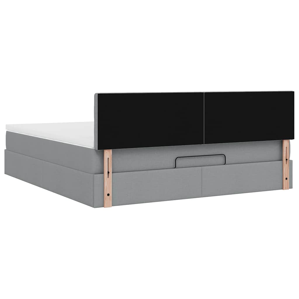 Otomanski krevet s madracem&LED svijetlosivi 180x200cm tkanine