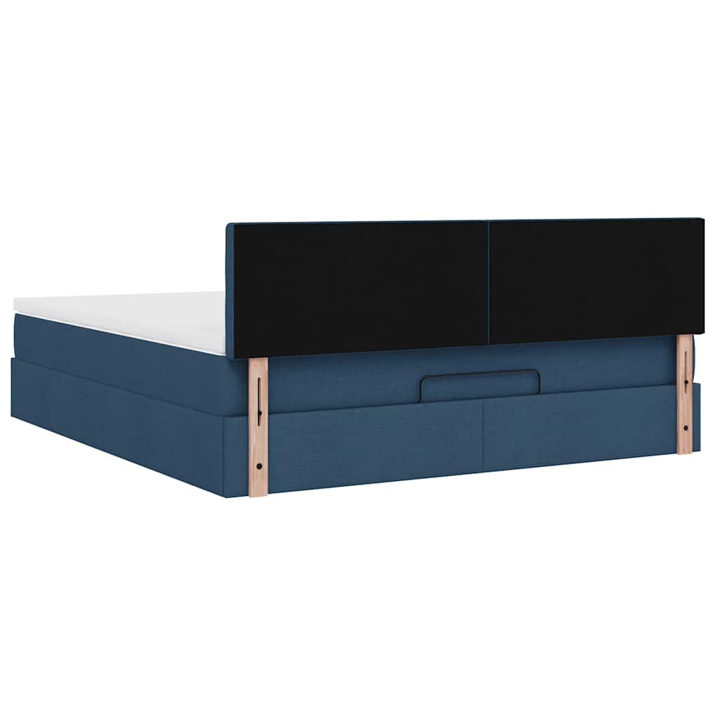 Otomanski krevet s madracem i LED plavi 180x200cm od tkanine
