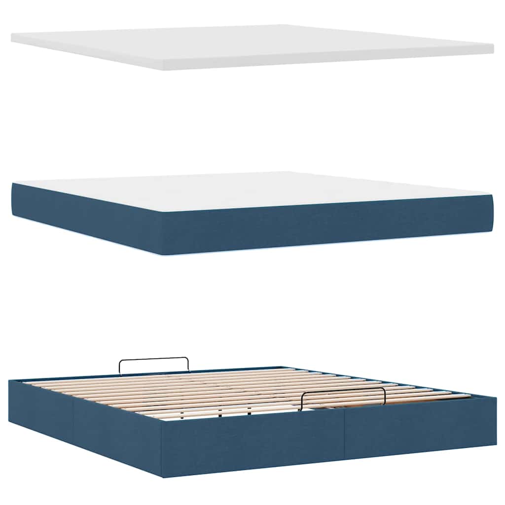 Otomanski krevet s madracem i LED plavi 180x200cm od tkanine