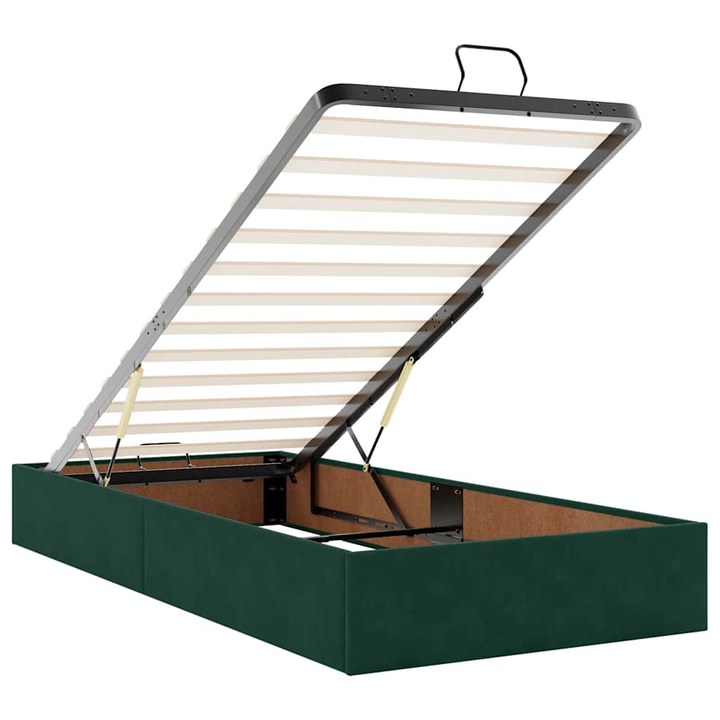 Otomanski krevet s madracem i LED tamnozeleni 80x200cm baršun