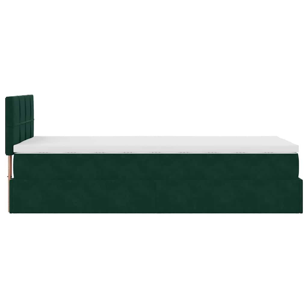 Otomanski krevet s madracem i LED tamnozeleni 80x200cm baršun