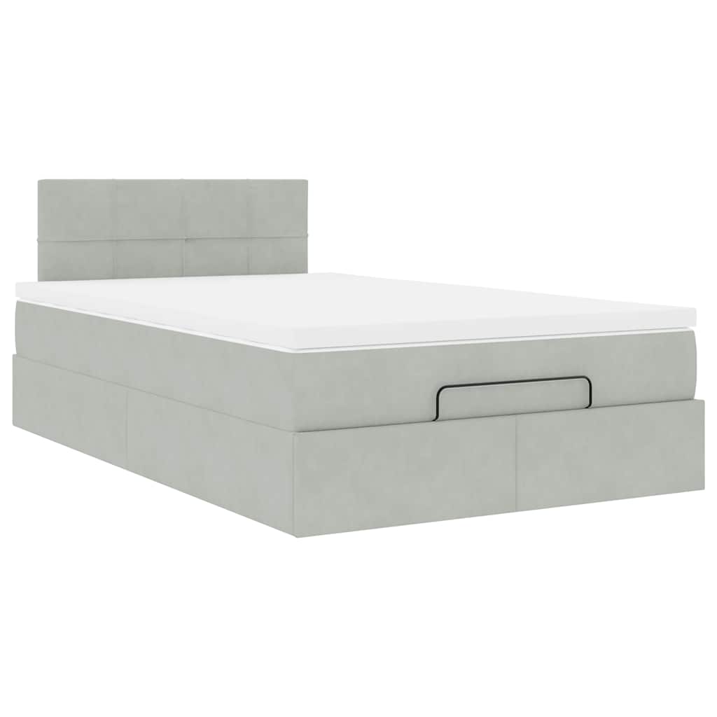 Otomanski krevet s madracem i LED svijetlosivi 120x190cm baršun