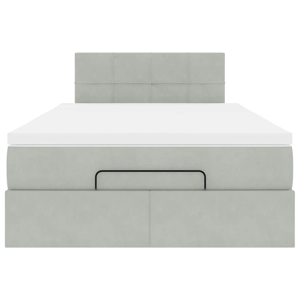 Otomanski krevet s madracem i LED svijetlosivi 120x190cm baršun