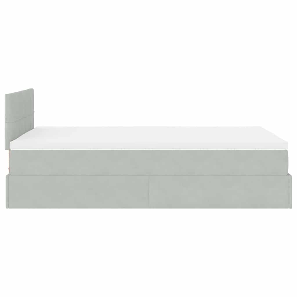 Otomanski krevet s madracem i LED svijetlosivi 120x190cm baršun