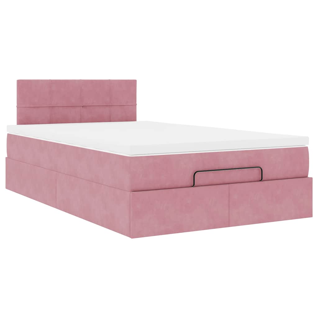 Otomanski krevet madracem i LED ružičasti 120x190 cm baršun