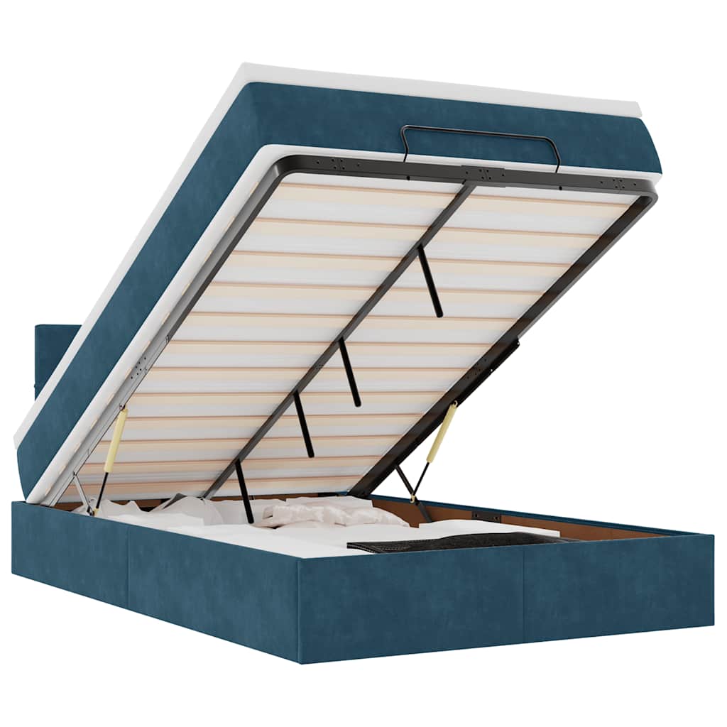 Okvir kreveta s madracem tamnoplavi 120x200 cm baršunasti