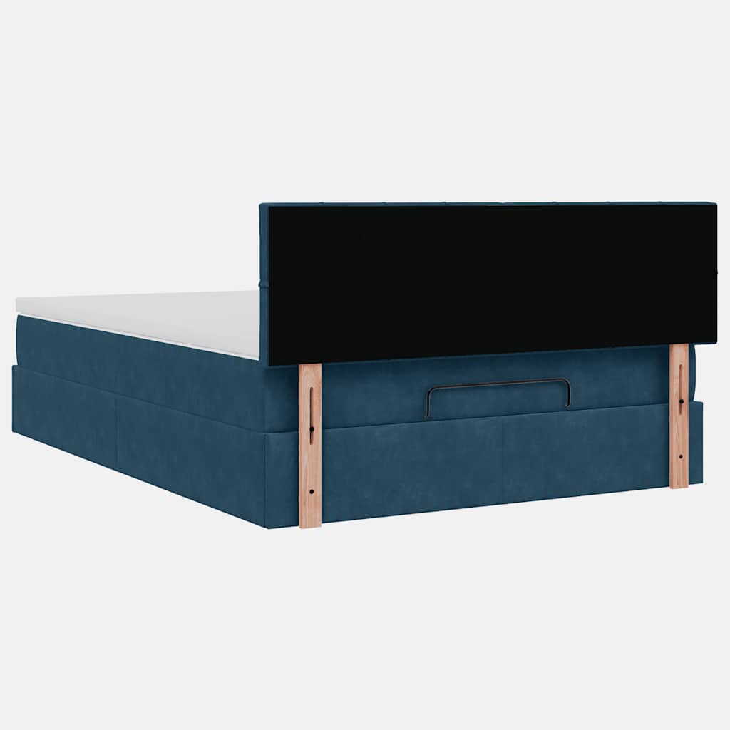Otomanski krevet s madracem&LED tamnoplavi 140x190cm baršunasti