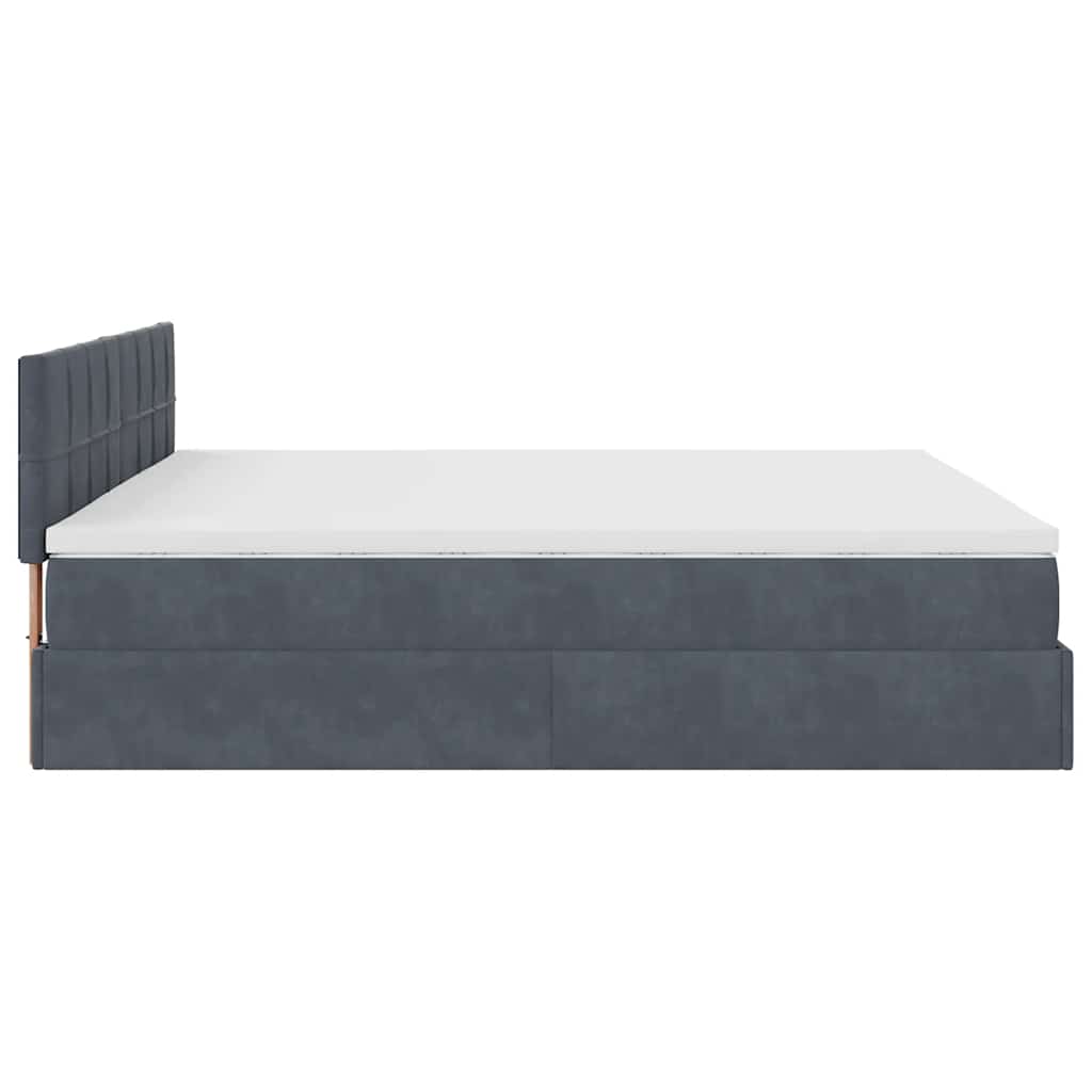 Ottoman krevet s madracem i LED diodama tamno sivi 160x200 cm baršun