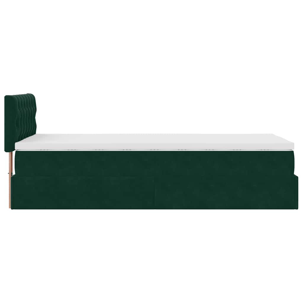 Otomanski krevet s madracem i LED tamnozeleni 80x200cm baršun