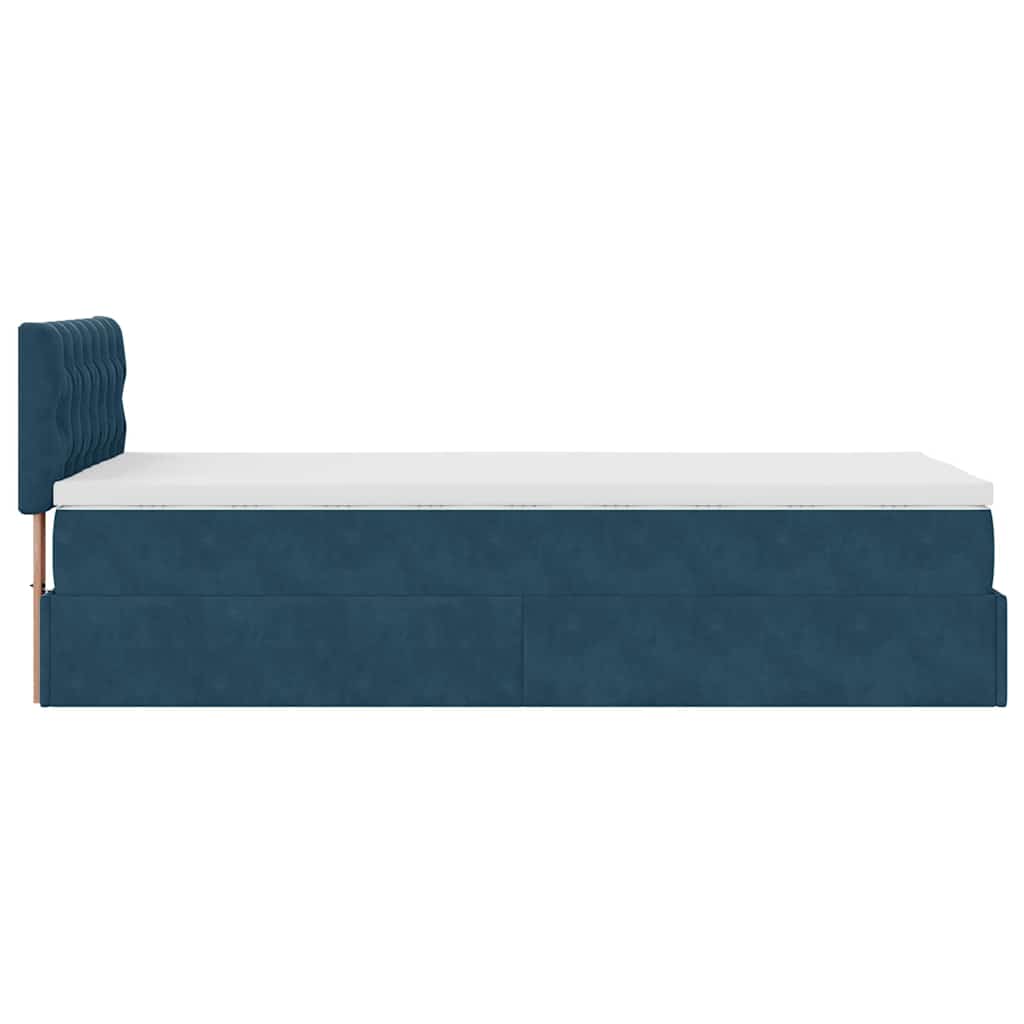 Otomanski krevet s madracem i LED tamnoplavi 80x200cm baršun