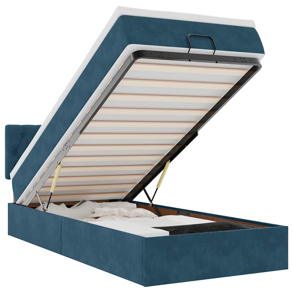Okvir kreveta s madraca tamnoplavi 90x190cm baršunasti
