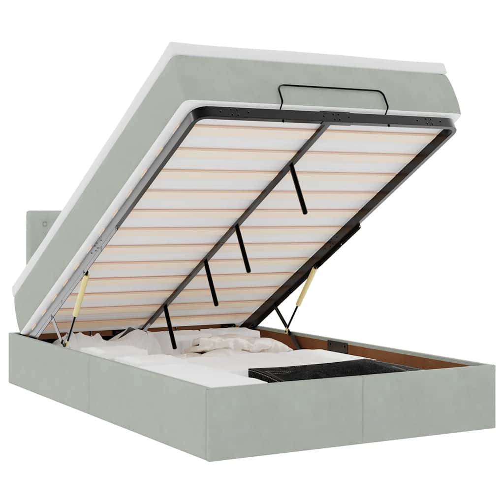 Otomanski krevet s madracem i LED svijetlosivi 120x190cm baršun