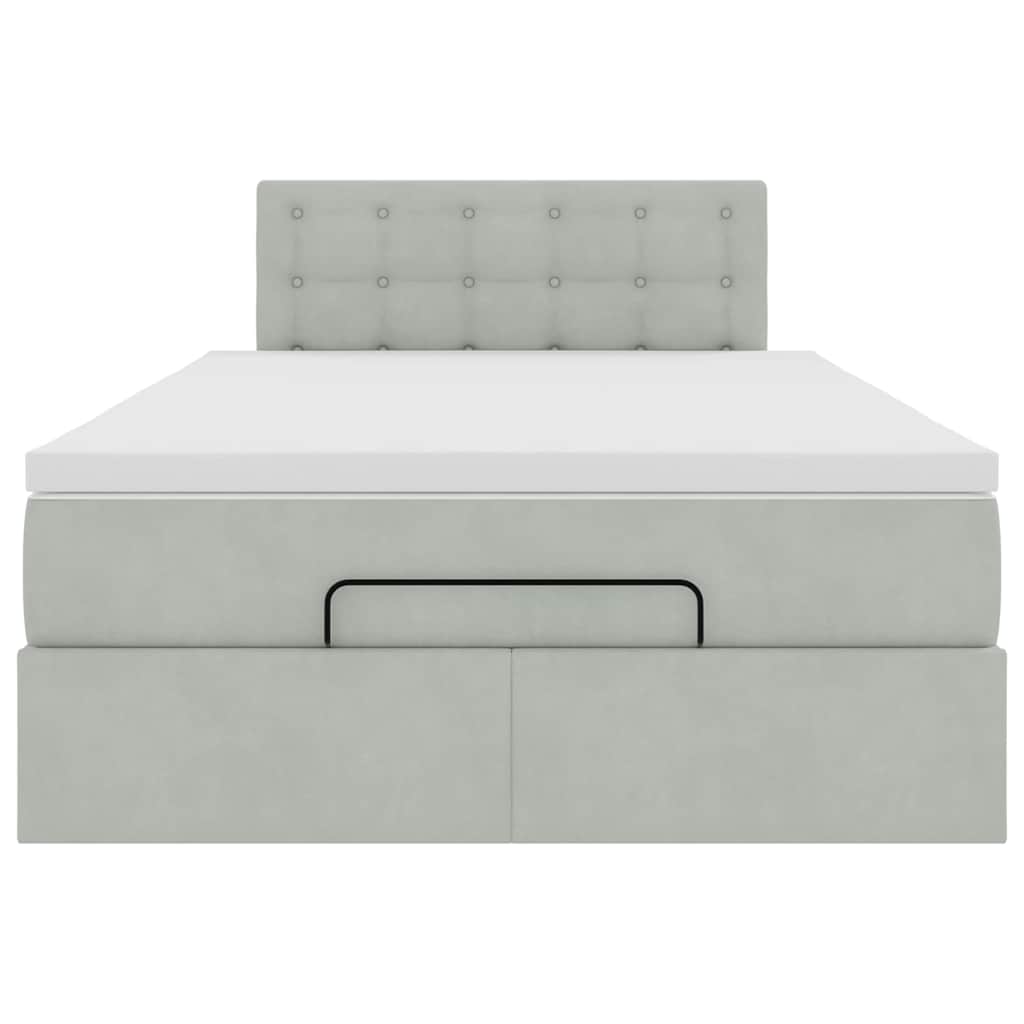 Otomanski krevet s madracem i LED svijetlosivi 120x190cm baršun