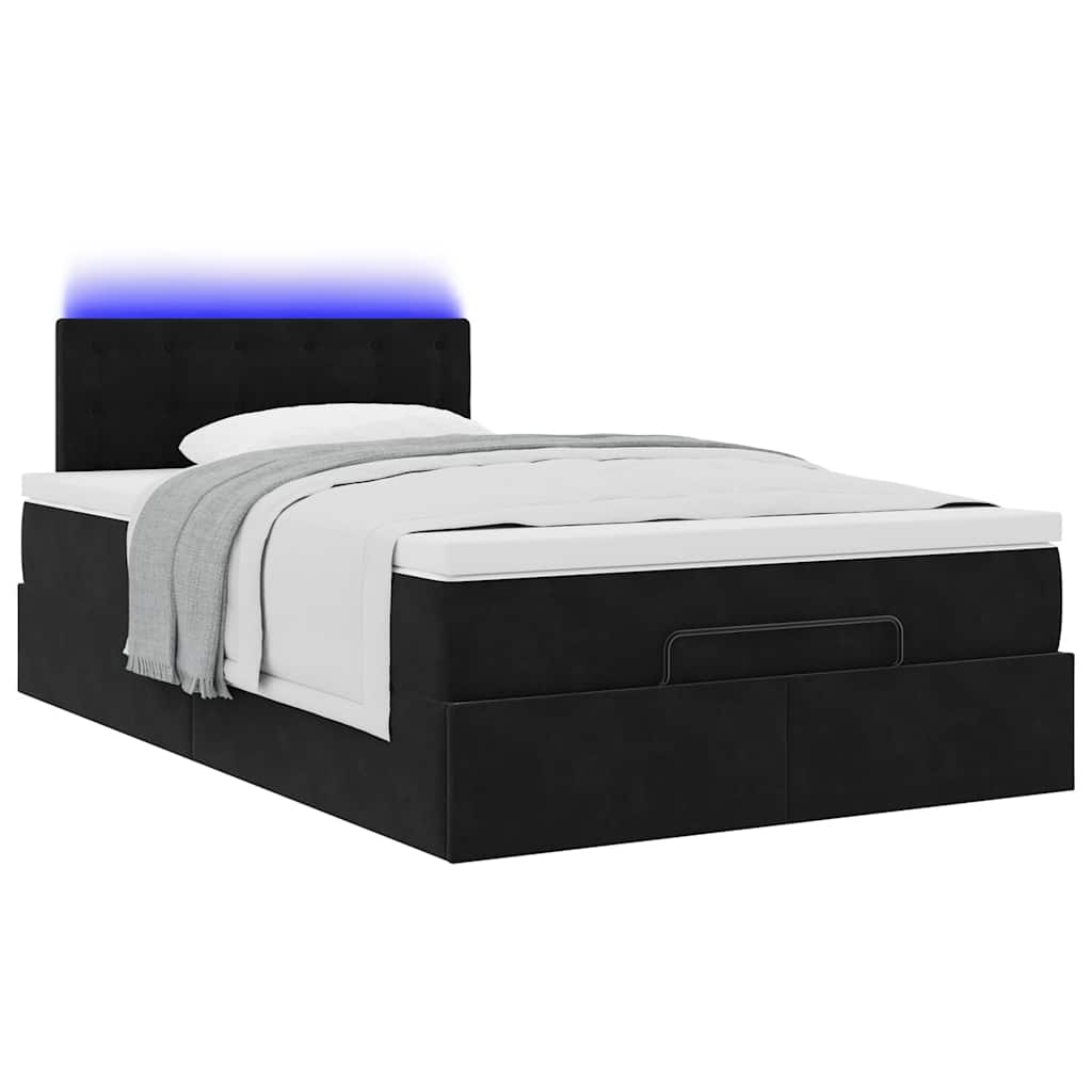 Otomanski krevet madracem i LED crna 120x190 cm baršun
