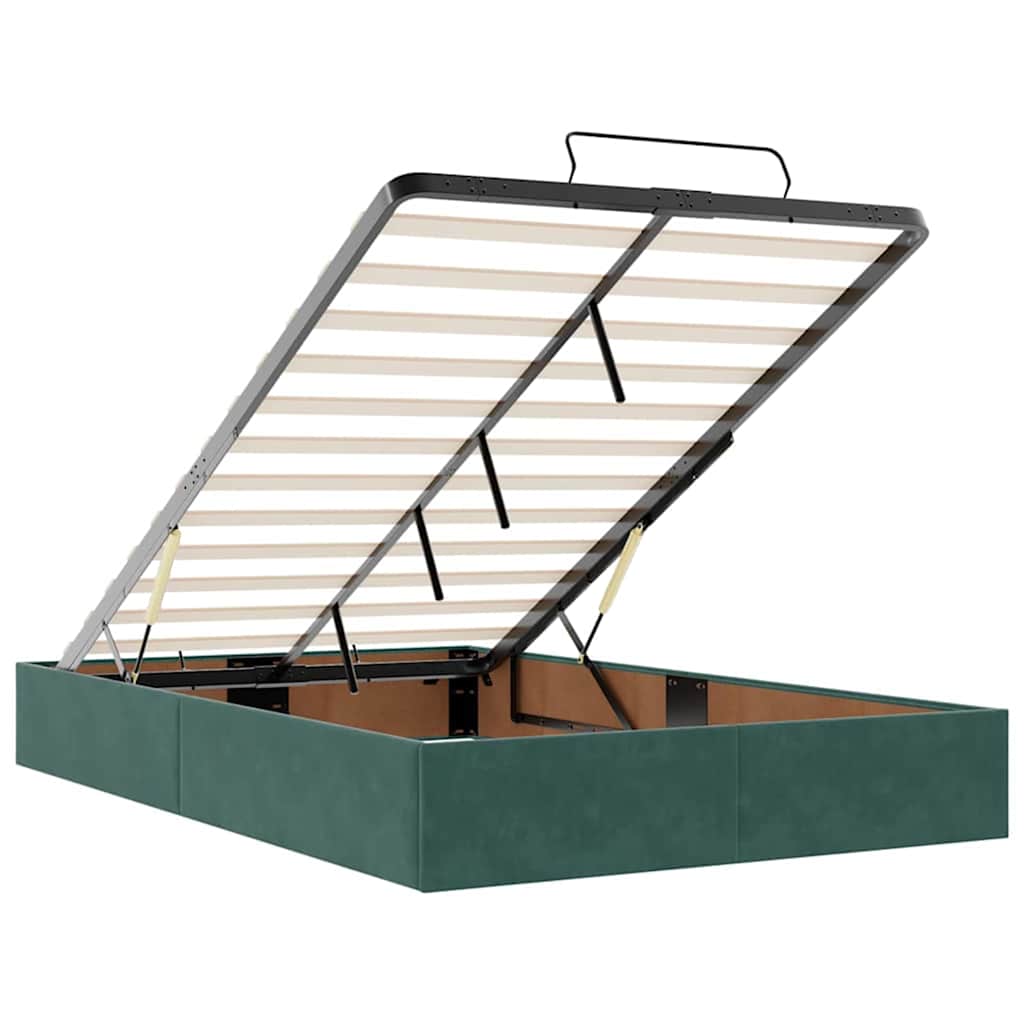 Otomanski krevet s madracem i LED tamnozeleni 120x190cm baršun