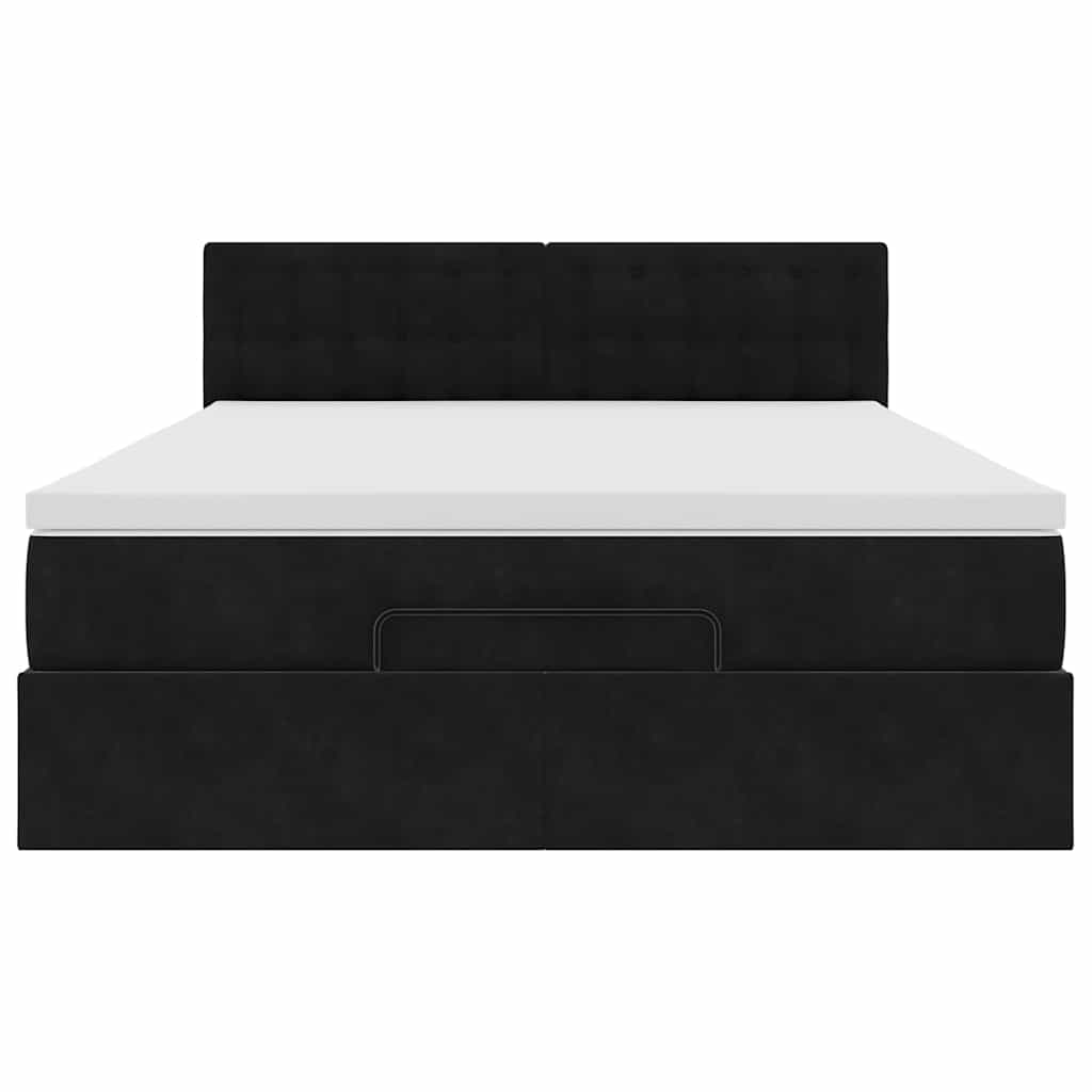 Otomanski krevet s madracem&LED crni 140x190 cm baršunasti