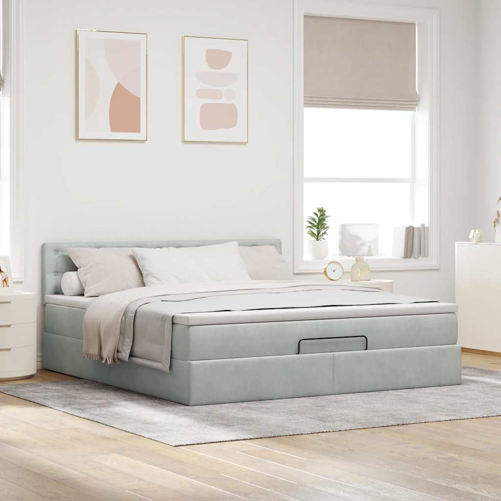 Otomanski krevet s madracem&LED 160x200 cm baršunasti