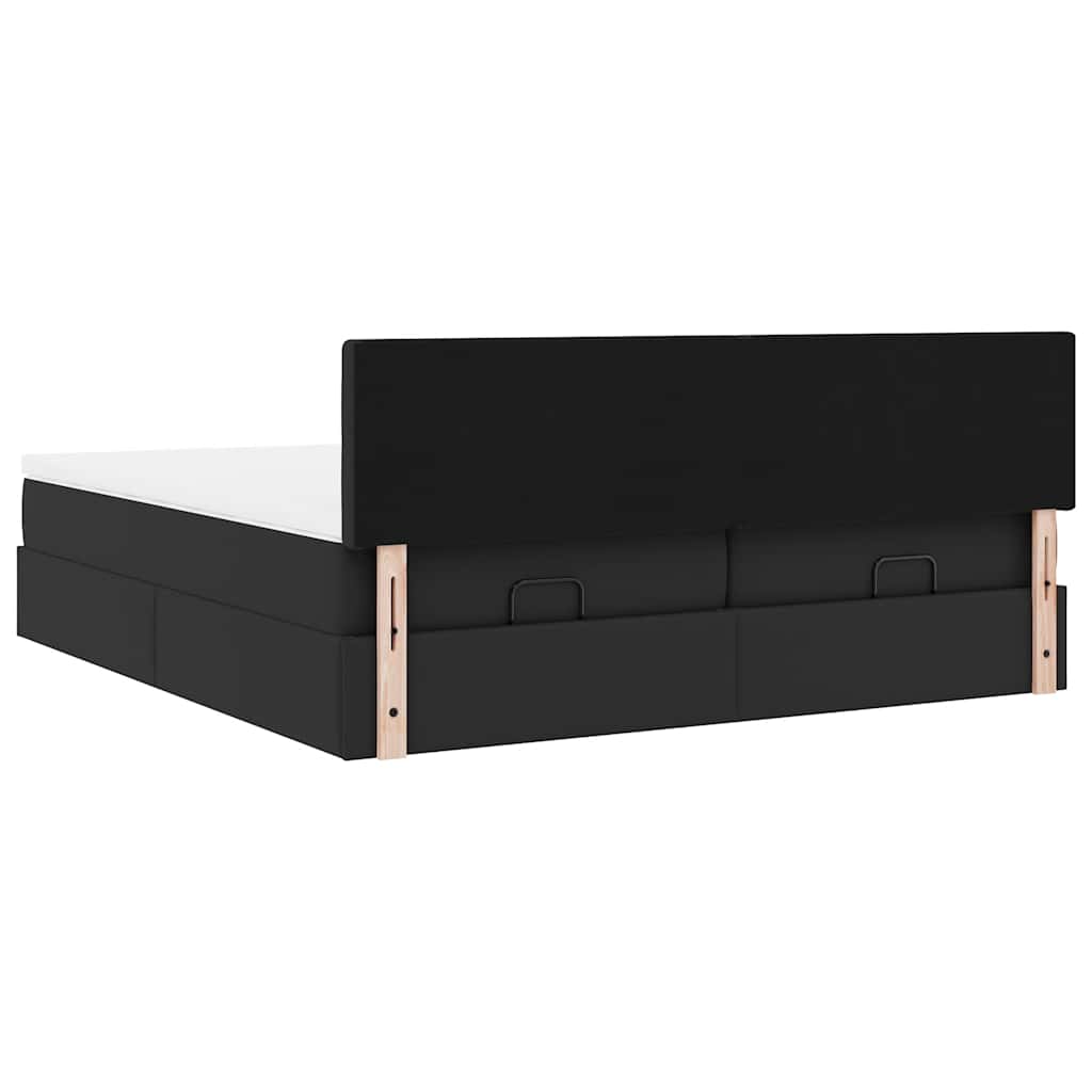 Otomanski krevet s madracima i LED crni 160x200cm umjetna koža