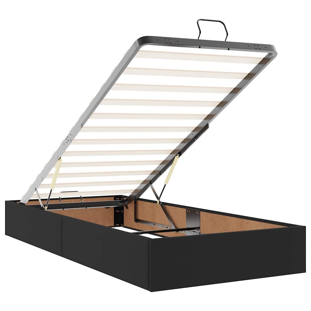 Otomanski krevet s madracima i LED crni 160x200cm umjetna koža