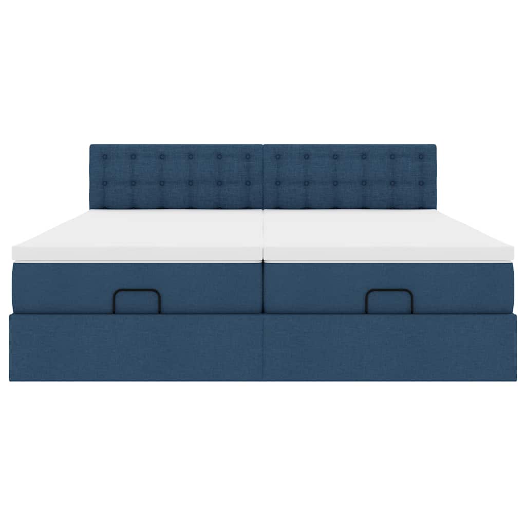 Ottoman krevet s madracima i LED diodama plavi 160x200 cm tkanina