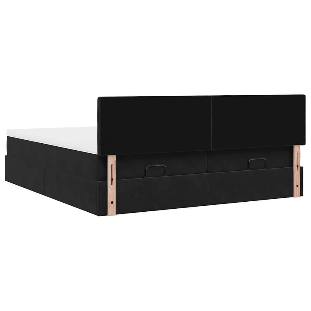 Okvir kreveta s madracima crni 160x200cm baršunasti