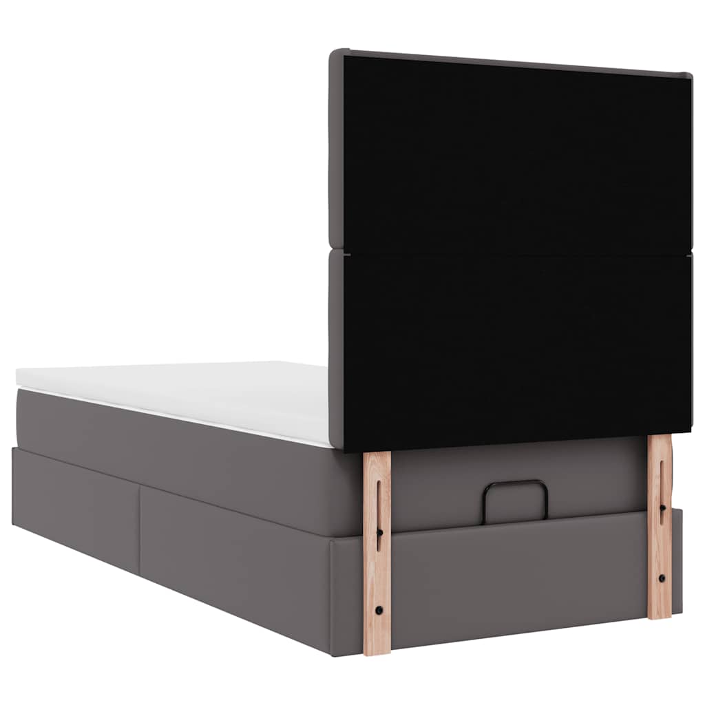 Otomanski krevet s madracem sivi 100x200 cm umjetna koža