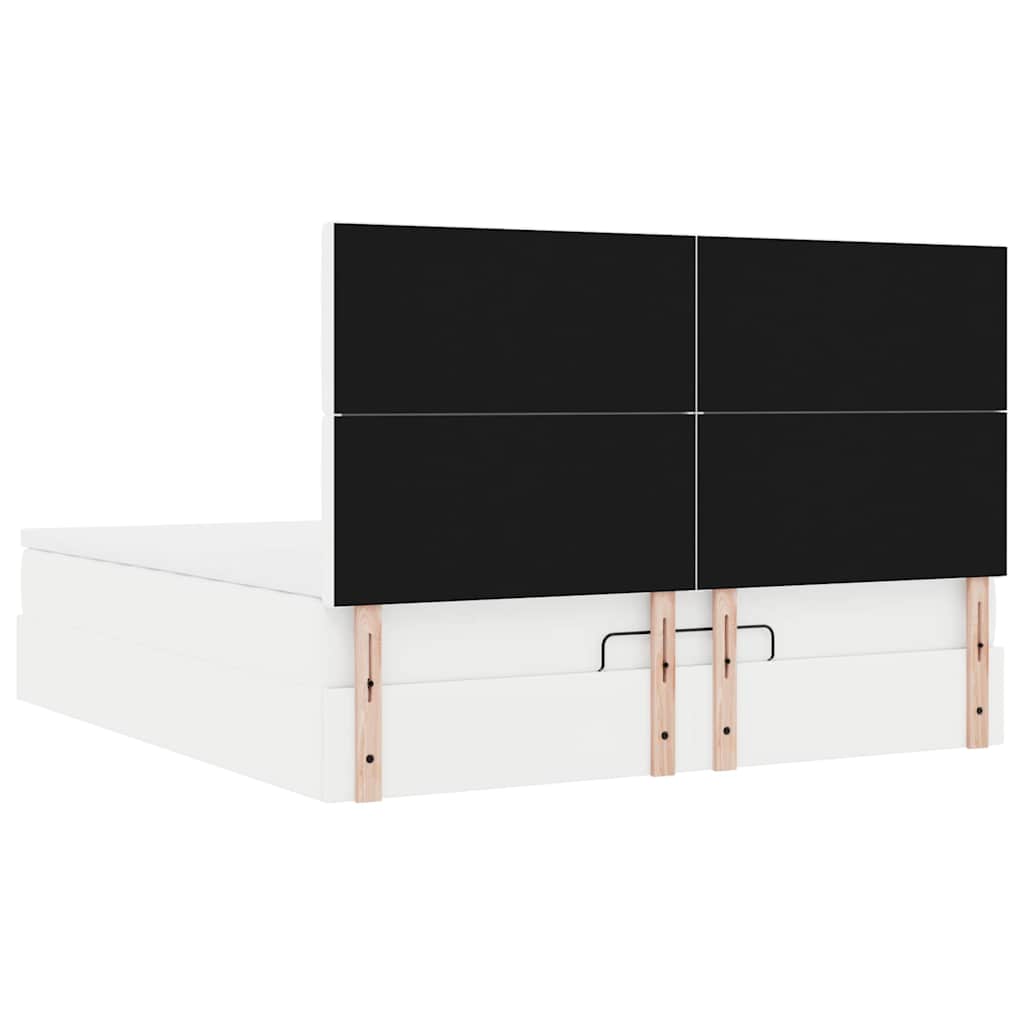 Otomanski okvir kreveta s madraca bijela 180x200cm umjetna koža