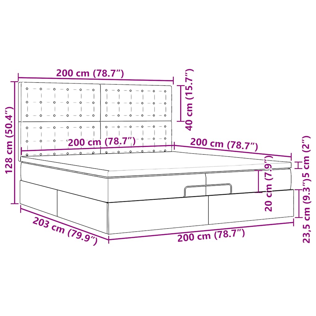 Otomanski okvir kreveta s madracima sivi 200x200cm umjetna koža