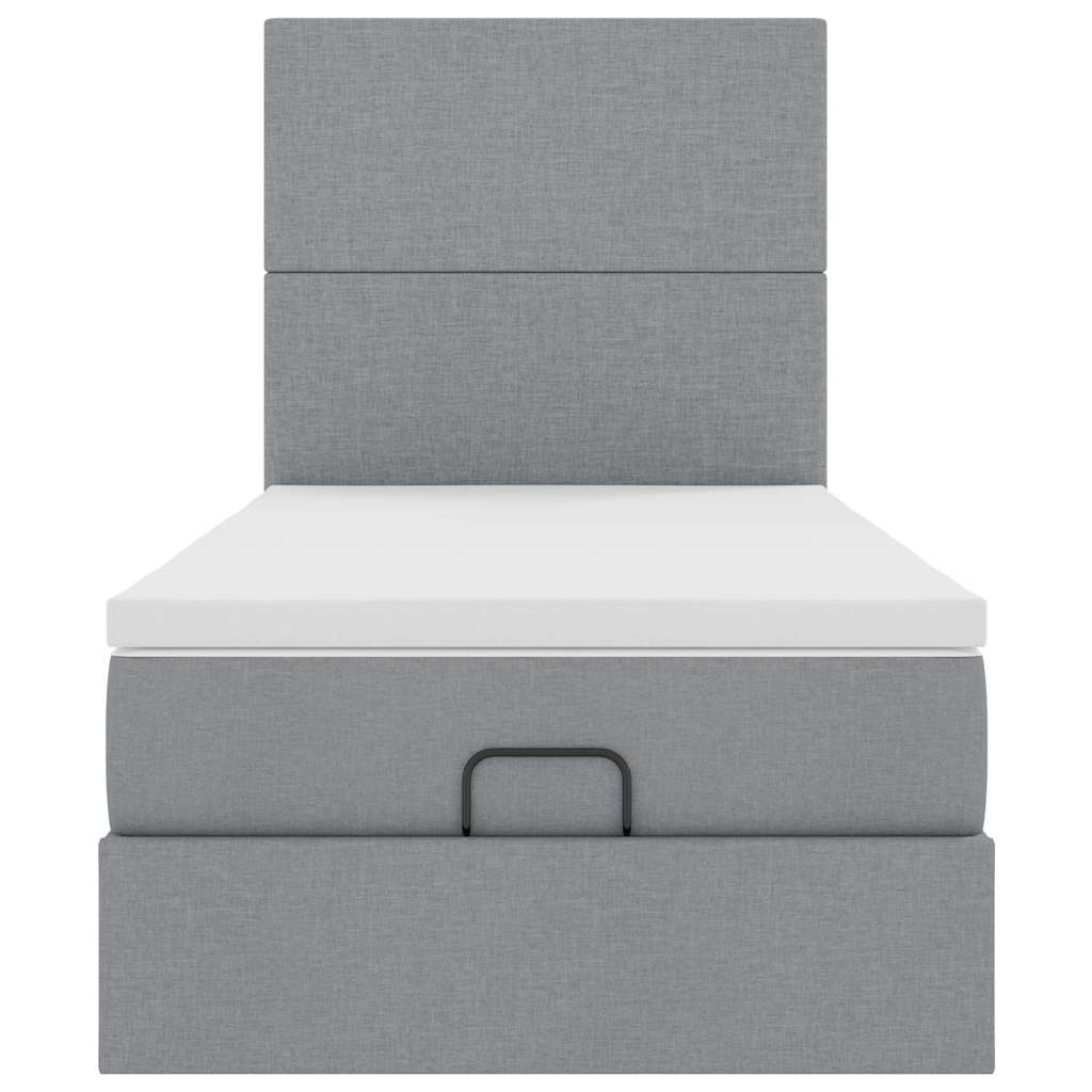 Otomanski okvir kreveta s madraca svijetlosivi 90x190cm tkanine