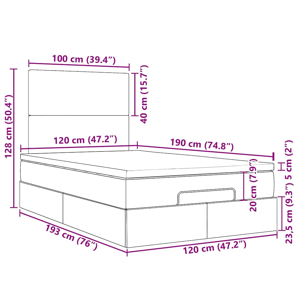 Otomanski krevet s madracem svjetlosivi 120x190 cm tkanine