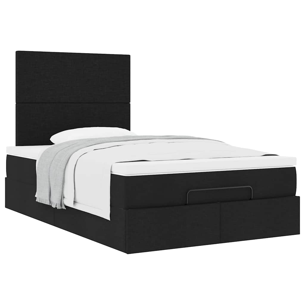 Otomanski krevet s madracem crni 120x190 cm tkanine